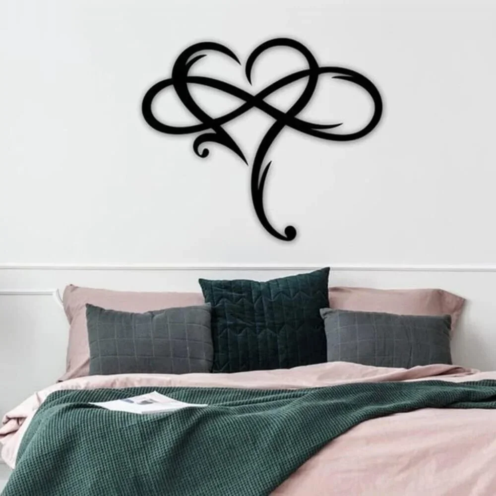 Romantic Infinity Heart Wall Decor - Durable Metal Love Sign 23.6x20.6inch